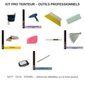 Kit pro teinteur HorizonPros : sac à outils SOTT, pistolet thermique STEINEL, raclettes, cutter OLFA, lampe, lames, crayon marqueur