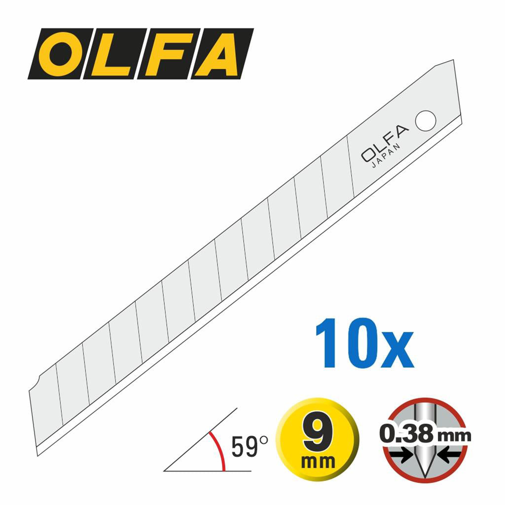 OLFA Lames sécables 45° - 10 Pcs 9mm x 80mm