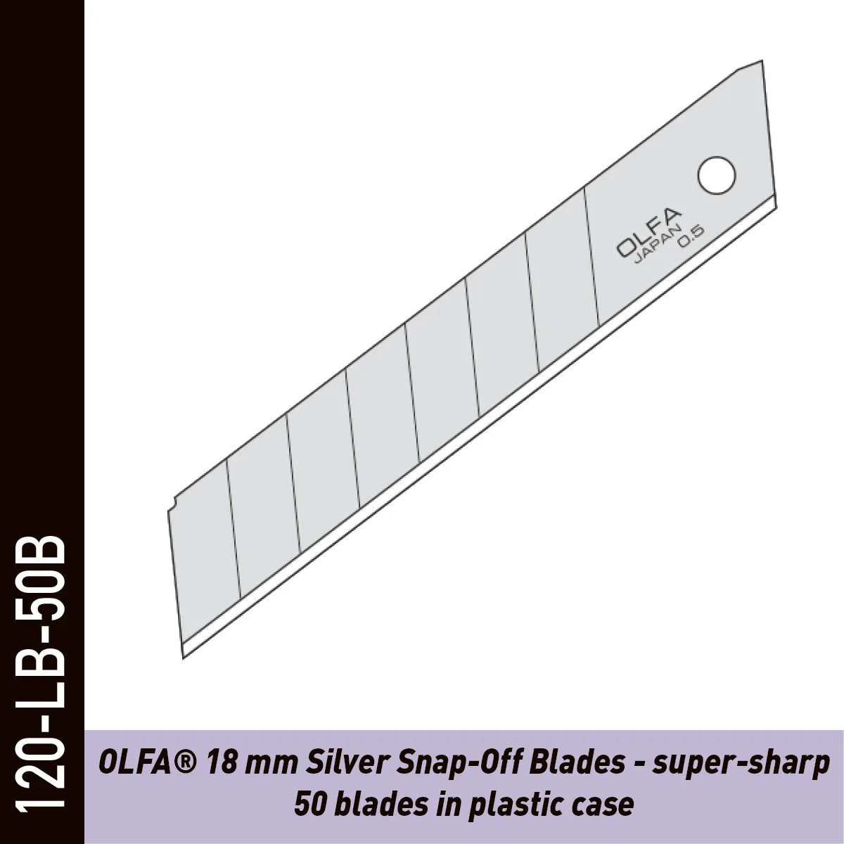OLFA Silver Lames sécables 18mm 59° - 50 Pcs (blister)