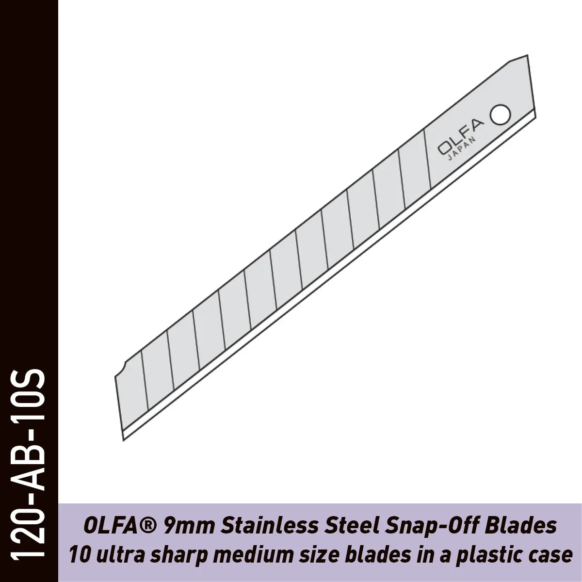 OLFA Lames sécables acier inoxydable 9 mm 45° - 10 Pcs
