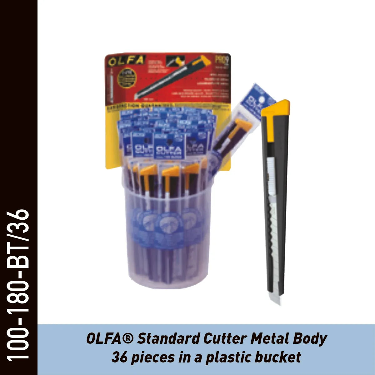 OLFA Cutter Standard, Noir - 1 boite de 36 Pcs