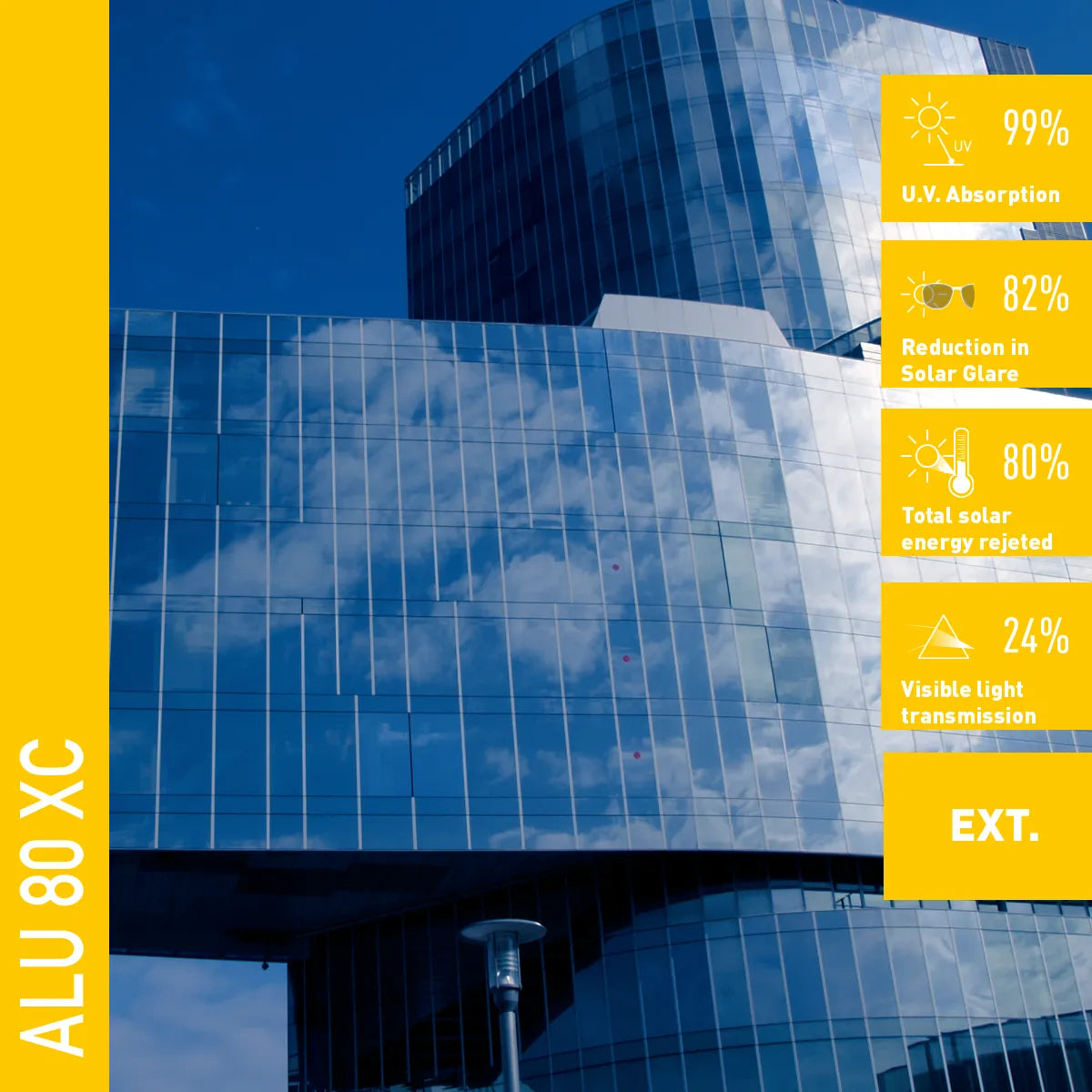 Film anti-chaleur extérieur spécial double vitrage (Solar Screen ALU 80 XC) – au mètre
