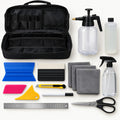 Kit débutant teinteur HorizonPros : sacoche, raclettes, cutter, pulvérisateur, microfibres et accessoires
